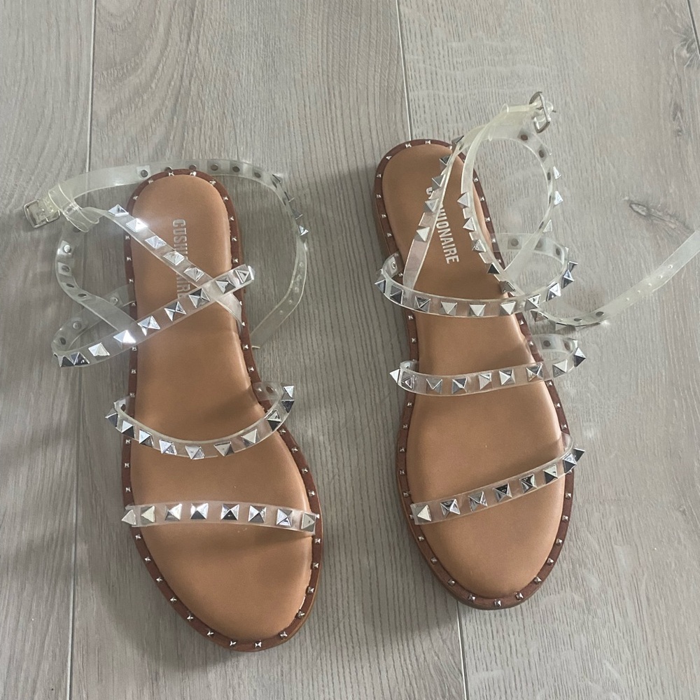 Studded clear sandals size 6.5